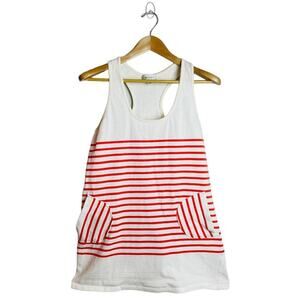 MILLY Women's Red and White Striped Racerback Tank Tunic Medium